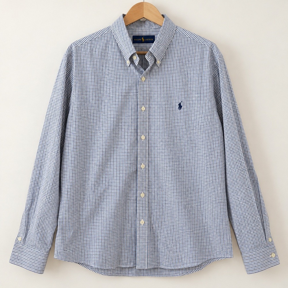 Ralph Lauren Old Money Plaid Button Down Shirt Mens XL Preppy Gorpcore Blue